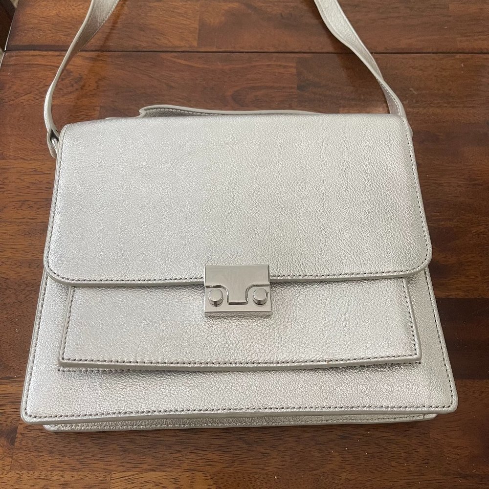 NEW Loeffler Randall Handbag Silver with Strap and Handle